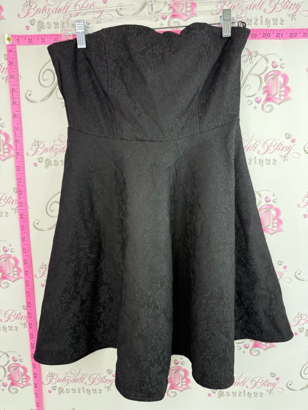 Garage dress floral print Black Strapless Jacquard Fit & Flare Dress
